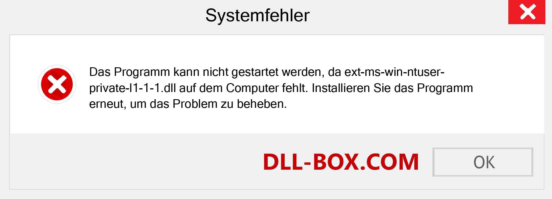 ext-ms-win-ntuser-private-l1-1-1.dll-Datei fehlt?. Download für Windows 7, 8, 10 - Fix ext-ms-win-ntuser-private-l1-1-1 dll Missing Error unter Windows, Fotos, Bildern